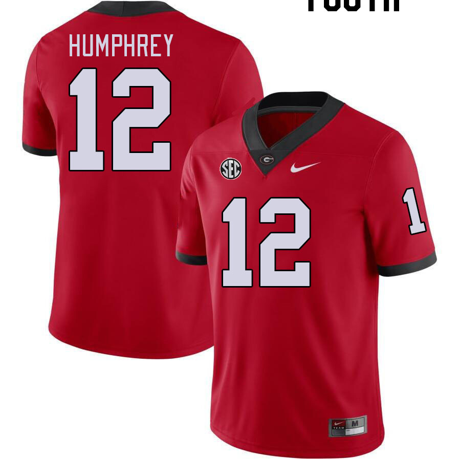Youth #12 Julian Humphrey Georgia Bulldogs College Football Jerseys Stitched-Red